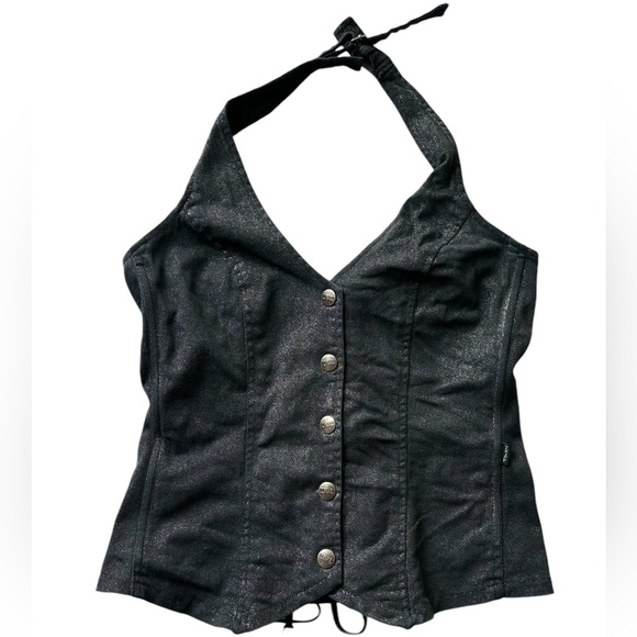 Tripp nyc Tops - Tripp NYC Black Halter Button-Front Bustier Top